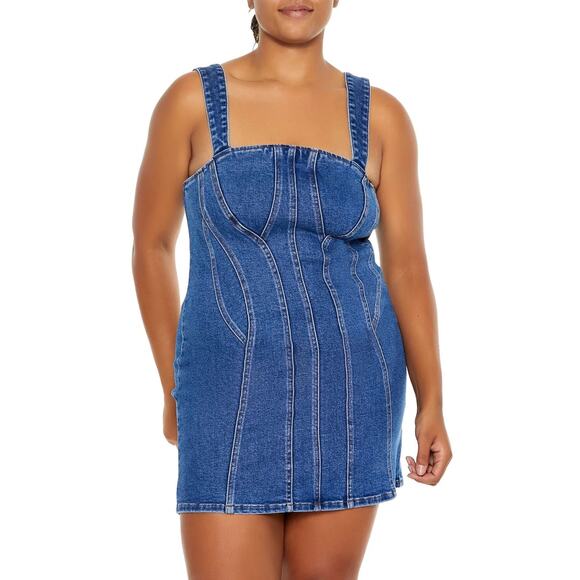 Forever 21 Dresses & Skirts - Forever 21 Women Denim Jean Dress Jumper Stretch Size 1X